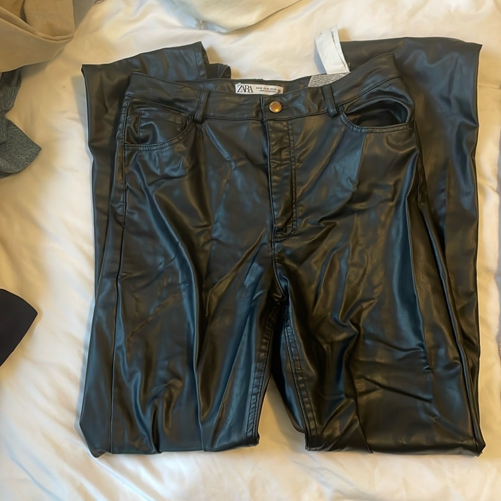 Faux leather pants